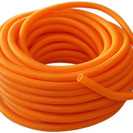 Absolute SLT14-20OR 20' 1/4" 5mm orange split wire loom conduit polyethylene corrugated tubing sleeve tube
