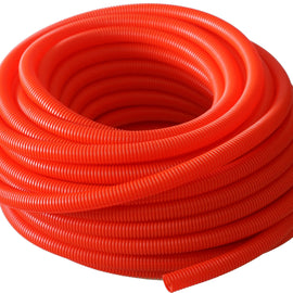 Absolute SLT14-20RD 20' 1/4" 5mm red split wire loom conduit polyethylene corrugated tubing sleeve tube