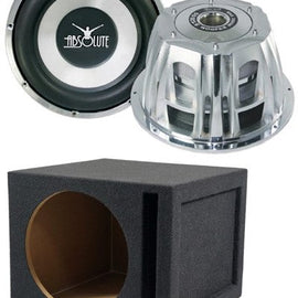 Absolute ST-1500 2000 Watt 10" Car Subwoofer + Ported Enclosure Box + 8 Gauge Amp Kit