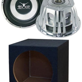 Absolute ST-1500 2000 Watt 10" Car Subwoofer + Sealed Enclosure Box + 8 Gauge Amp Kit
