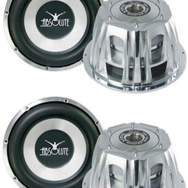 2 x Absolute ST-1500 2000W 10" Dual 4-Ohm Car Subwoofer + 8 Gauge Amp Kit