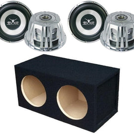 Absolute ST-1500 2000 Watt 10" Car Subwoofer + Double Sealed Enclosure Box + 8 Gauge Amp Kit