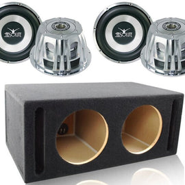 Absolute ST-1500 2000 Watt 10" Dual 4-Ohm Car Subwoofer + Double Sealed Enclosure Box