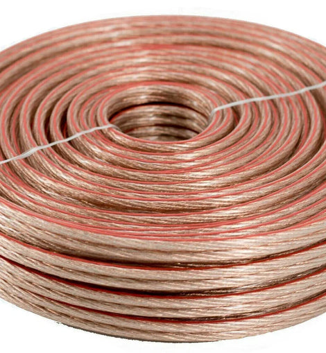 25' Ft 10 Gauge Clear Stranded 2 Conductor Speaker Wire Car Home Audio Cable