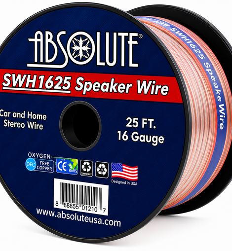 Absolute SWH1625 25' 16 Gauge Car Home Audio Speaker Wire Cable Spool