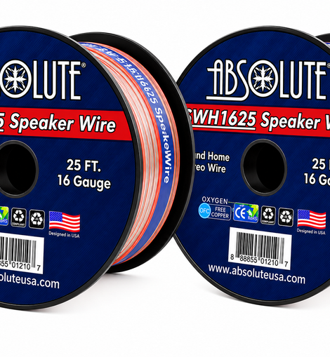 2 Absolute USA SWH1625 25' 16 Gauge Car Home Audio Speaker Wire Cable Spool