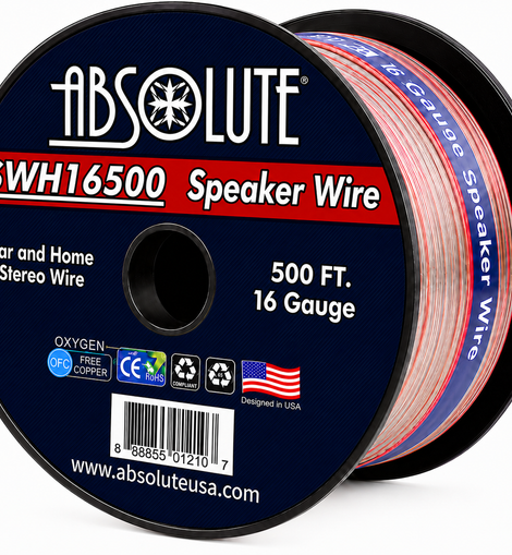 Absolute SWH16500 500' 16 Gauge Car Home Audio Speaker Wire Cable Spool