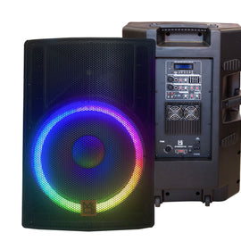 MR DJ 18" 5500W Pro PA DJ Powered Active Bluetooth Speaker + Speaker Stand