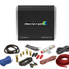 Autotek TA-1255.4 1200 Watt 4 Channel High-Performance Car Audio Amplifier with Absolute KIT4 4 Gauge Amp Kit