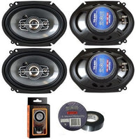 2 Pair Absolute TQ-684 6"x8" 600W 4-Way full-range Coaxial Speakers Bundle