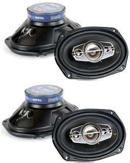 2 Absolute TQ-695 6x9" 5-Way Coaxial Car Speakers 600W Pair Carbon Fiber Cone Full-Range Audio Upgrade