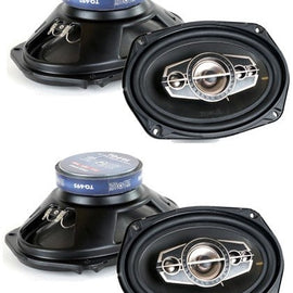 2 Absolute TQ-695 6x9" 5-Way Coaxial Car Speakers 600W Pair Carbon Fiber Cone Full-Range Audio Upgrade