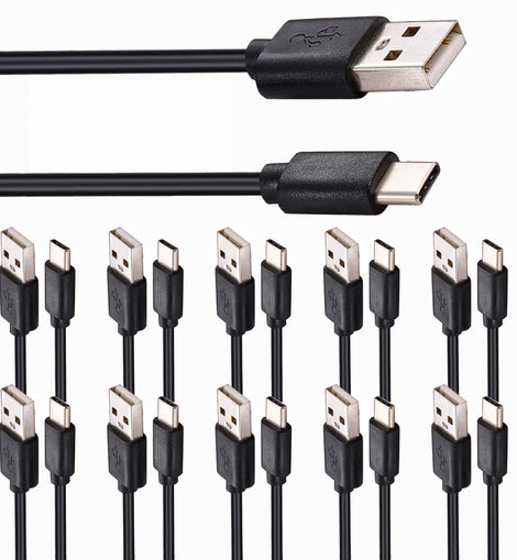 American Terminal USB-C to USB-A 3.0 Cable 6 Feet Type C Charging and Data Transfer 10-Pack