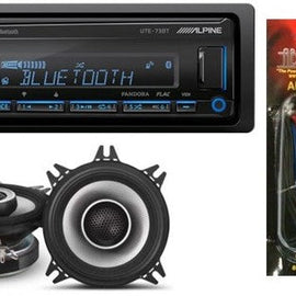 Alpine UTE-73BT Mech-less Digital Bluetooth & S2-S40 4" 140 Watts 2-Way Speakers & KIT10 Installation AMP Kit