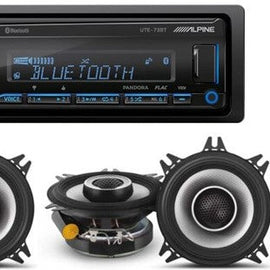 Alpine UTE-73BT Mech-less Bluetooth & 2 Pair S2-S40 4" Speakers & KIT10 AMP Kit