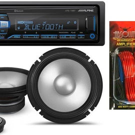 Alpine UTE-73BT In-Dash Digital Media Receiver Bluetooth & S2-S65C 6.5" Component Speakers & KIT10 Installation AMP Kit