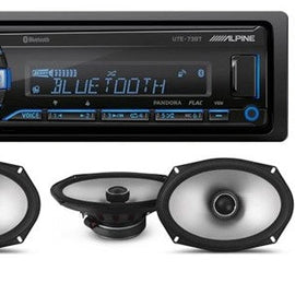 Alpine UTE-73BT In-Dash Digital Media Receiver Bluetooth & 2 Pair S2-S69 6x9" Speakers & KIT10 Installation AMP Kit