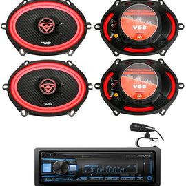 2 Pair Cerwin-Vega V68 6x8" Speakers + Alpine UTE-73BT Bluetooth Car Stereo