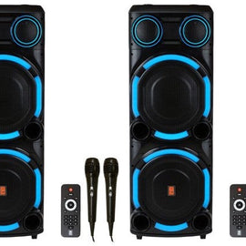 2 MR DJ VEGAS+ Dual 15” Powered Bluetooth DJ Speaker 6500W Active PA System