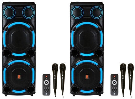 2 MR DJ VEGAS+ Dual 15” Powered Bluetooth DJ Speaker 6500W Active PA System