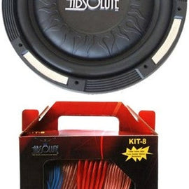 Absolute XS-1000 10-Inch 1500 Watts Shallow Subwoofer + 8 Gauge Amp Kit