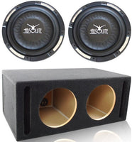 2 Absolute XS-1000 10" 1500 Watts Single Slim Shallow Subwoofer + Doubled Ported Enclosure Box