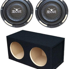 2 Absolute XS-1000 10" 1500 Watts Single Slim Shallow Subwoofer + Doubled Sealed Enclosure Box