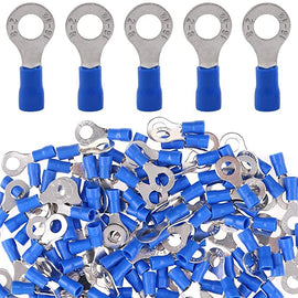 RTT8B Blue Ring Terminals 16 - 14 Gauge 100 Per Bag