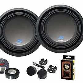 2 ALPINE S-W10D2 10" 1800 Watt Car Audio Subwoofers Dual 2-Ohm & Tweeter, Tape, Mobile Holder