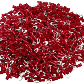 XP Audio XSR8-100 100PCS #8 Red Insulated Fork Spade Wire Connector Electrical Crimp Terminal 18-22AWG