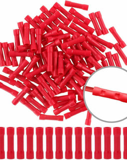 100pcs 22-16 Gauge Butt Insulated Splice Terminals Electrical Crimp Connectors