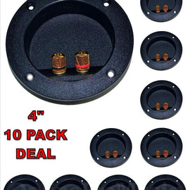 10 PACK SPEAKER ROUND DJ BOX TERMINAL CUP GOLD POST SUBWOOFER CABINET ENCLOSURE