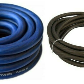 30 Feet Premium 0 Gauge Blue & Black Power + Ground Wire Cable 1/0 Gauge Car Audio