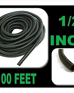 100'- 1/2" Split Loom Wire Tubing Black Poly Auto Trailer - (100' Feet)