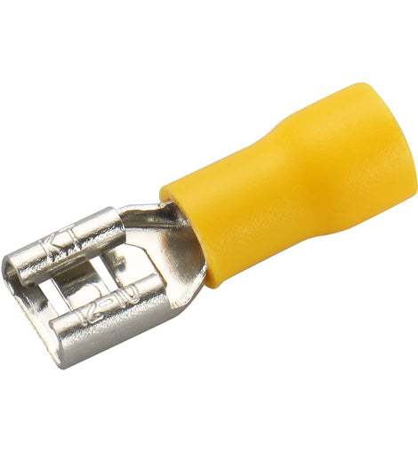 Female Quick disconnects Vinyl Insulated Spade Wire Connector Electrical Crimp Terminal 12-10 AWG Yellow Pack of 100