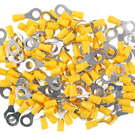 100Pcs 12-10AWG Insulated Terminals Ring Electrical Wire Crimp Connectors