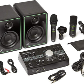 Mackie Studio Bundle with CR3-X monitors, Big Knob Studio Monitor Controller/Interface, EM89D Dynamic Microphone, EM91C Condenser Microphone and MC-100 Headphones