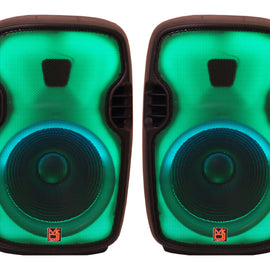 2 MR DJ FLAME3500LED Professional Portable 15” 2-Way Full-Range Powered/Active DJ PA Multipurpose Live Sound Bluetooth Loudspeaker