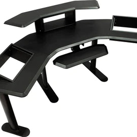 Ultimate Support NUC-005 Nucleus Series - Studio Desk - Base model, 2 x 24" extensions featuring sunken 6 space racks, 2nd Tier, 4 space rack, Keyboard Tray