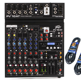 Peavey PV10AT 10-Input Stereo Mixer w/ Built-in Antares Auto-Tune & Bluetooth+Free Mr. Dj XLR Instrument Cables