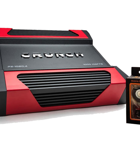 Crunch Powerzone PZ-1020.4 1000W Max (500W RMS) 2-ohm Stable 4-Channel Amplifier with Absolute Magnet Phone Holder Bundle