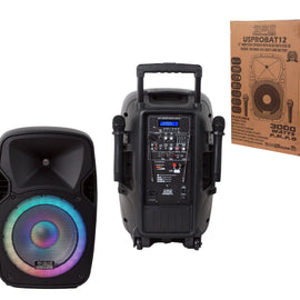 12"  Portable Speaker 3000W PA System Wireless Mic Bluetooth Rechargeable