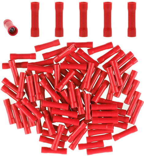 100pcs 22-16 Gauge Butt Insulated Splice Terminals Electrical Crimp Connectors