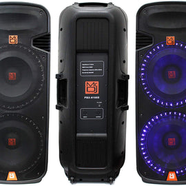 Mr Dj PBX6100S Professional Dual 15" 2 Way Passive Speaker with LED Accent Lighting