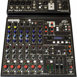 Peavey PV10AT 10-Input Stereo Mixer w/ Built-in Antares Auto-Tune & Bluetooth+Samson SR350 Closed-back Over-ear Headphones