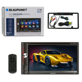 Blaupunkt NAPA65 2 DIN 6.9" Car Stereo DVD Bluetooth Receiver with Black Full License Plate Backup Camera