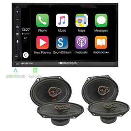 VRCPAA-70M 7" Double DIN Bluetooth CarPlay Android + 2 Pair 6x8" coaxial speakers